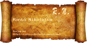 Rontó Nikoletta névjegykártya