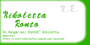 nikoletta ronto business card